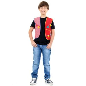 Fantasia Colete Vermelho c/ Xadrex Junina Infantil