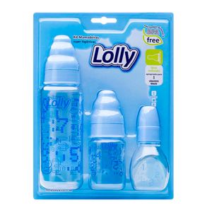 Kit de Mamadeira Azul Tip 240+80+50 Ml. Redonda