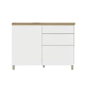 Balcão para Cozinha 1 Porta 3 Gavetas MDF 1,20cm Nature e Branco Marquesa Nesher