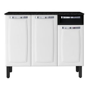 Balcão Itatiaia Rose 3 Portas 1 Gaveta Branco e Preto