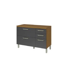 Balcão Nesher Princesa 100% MDF 2 Portas e 3 Gavetas Freijó e Grafite