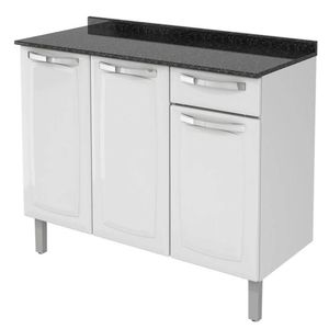 Balcão Cozinha Rose 3 Portas 1 Gaveta Branco Itatiaia
