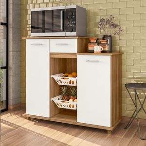 Balcão Multiuso com Fruteira Bianca 1,04 x 0,95m Freijó e Off White - Nicioli