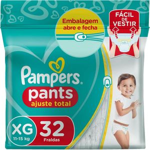 Fralda Descartável Pampers Pants Ajuste Total Mega Tamanho XG Pacote com 32 Unidades