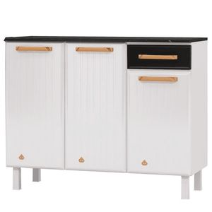 Balcão de Aço 3 Portas 1 Gaveta Diamante Telasul Branco/Preto