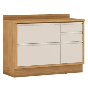 Balcão de Cozinha Itatiaia em MDF com 1 Porta e 4 Gavetas Off White Lisboa