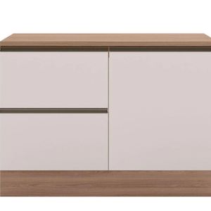 Balcão Com Tampo 120cm 1 Porta 3 Gavetas Etna Poliman Carvalho Oak E Off White