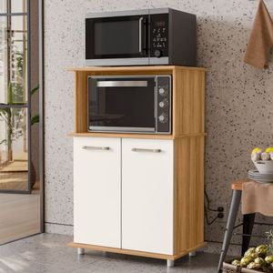 Balcão para Micro-ondas e Forno 2 Portas Freijó e Off White Isis - Nicioli