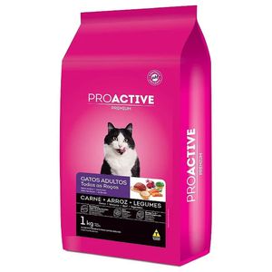Ração Seca Pro Active Gatos Adultos Sabor Carne 1kg