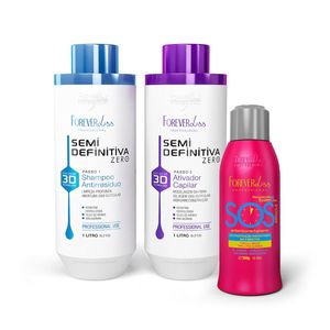 Kit Escova Semi Definitiva Zero 2x1L com Reconstrutor SOS Forever Liss