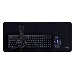 Kit Gamer Novacore 4x1 Teclado Membrana + Mouse 1000DPI + Headset P2 3.5mm + Mousepad Speed Dazz Preto