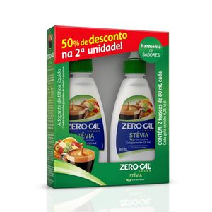 Adoçante Liquido Zero-Cal Stévia 80ml Caixa com 2 Unidades