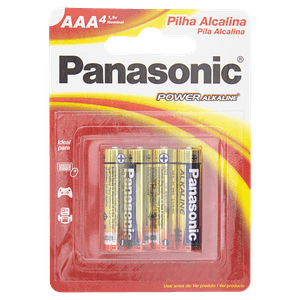 Pilha Alcalina AAA Panasonic Power Alkaline Palito Combo com 4 Unidades 1,5V