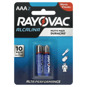 Pilha Alcalina Rayovac AAA Palito 2X1