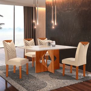 Conjunto de Mesa Cel Móveis Milão 120x80 4 Cadeiras Cinamomo