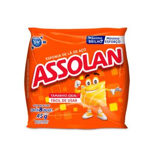 Lã de Aço Assolan 45g Pacote com 8 Unidades