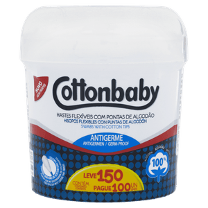 Hastes Flexíveis Cottonbaby Pote Leve 150 Unidades Pague 100