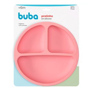 Prato Infantil Buba com Divisória Silicone Rosa