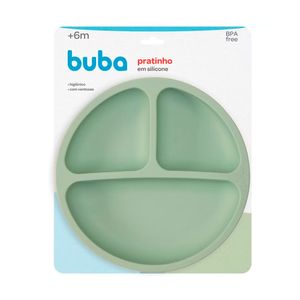 Prato Infantil Buba com Divisória Silicone Verde