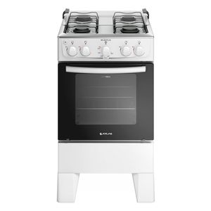 Fogão 4 Bocas Branco com Mesa Inox Atlas Milão Plus Bivolt
