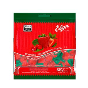 Bala Recheada Erlan Morango Cestinha 500G
