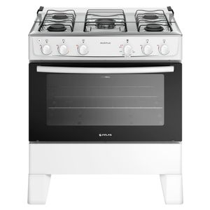 Fogão 5 Bocas Branco com Mesa Inox Atlas Milão Plus Bivolt