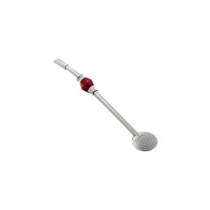 Bomba de Chimarrão Tramontina Ilex Inox com Pedra Ágata Vermelha 25CM