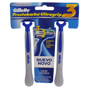 Aparelho Descartável para Barbear Gillette Prestobarba Ultragrip3 Combo com 2 Unidades