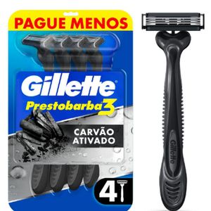 Aparelho De Barbear Descartável Gillette Prestobarba 3 Carvão 4x1