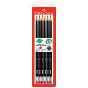 Lápis Preto Redondo Com Borracha Faber Castell Caixa com 6 Unidades