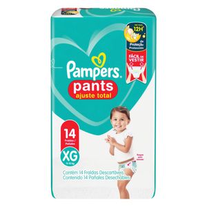 Fralda Descartável Infantil Pants Pampers Ajuste Total XG Pacote 14 Unidades