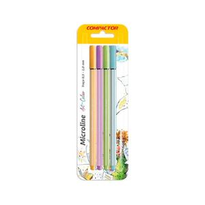 Caneta Compactor Microline Tom Pastel Blister Com 4 Cores