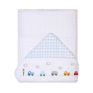 Toalha De Banho Infantil Com Capuz Carrinhos 90x75Cm