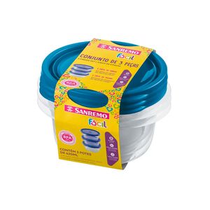 Conjunto com 03 Peças de Potes Redondo 620ml