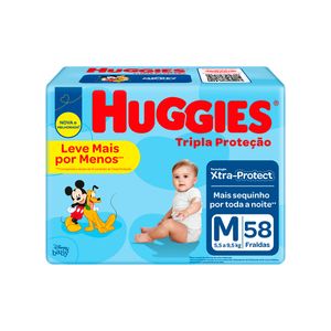 Fralda Descartável Infantil Huggies Tripla Proteção M Pacote com 58 Unidades