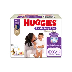 Fralda Descartável Infantil Huggies Roupinha Natural Care XXG Pacote com 52 Unidades