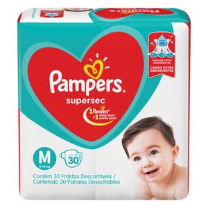 Fralda Descartável Infantil Pampers Supersec M Pacote 30 Unidades