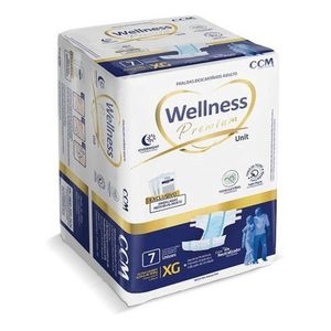 Fralda Descartável Adulto Premium Tamanho XG Pacote com 7 Unidades Welness