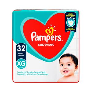 Fralda Descartável Infantil Pampers Supersec XG Pacote com 32 Unidades