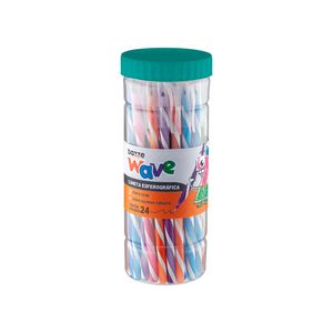 Caneta Esferográfica Bazze Wave 1.0mm Cores Sortidas Pote com 24 Unidades