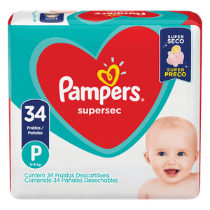 Fralda Pampers Supersec Pacotão P Pacote com 34 Unidades