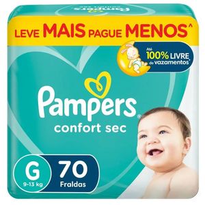 Fralda Descartável Pampers Confort Sec Hiper Tamanho G Pacote com 70 Unidades