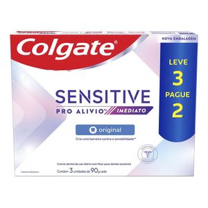 Creme Dental para Sensibilidade Colgate Sensitive Pro Alívio Imediato Original 90g Combo com 3 Unidades