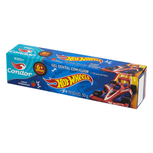 Gel Dental com Flúor Morango Hot Wheels Condor Kids Caixa