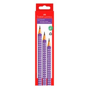 Lápis Grafite Faber-Castell Triangular Sparkle Lilás n.2 B 12 Unidades
