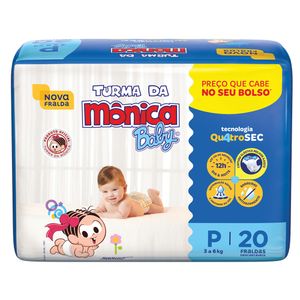 Fraldas Turma da Mônica Baby P Pacote com 20 Unidades