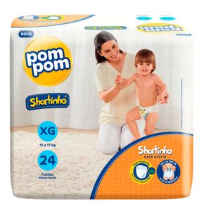 Fralda Pom Pom Shortinho XG Pacote com 24 Unidades