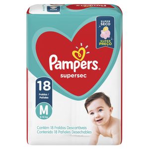 Fralda Descartável Infantil Pampers Supersec M Pacote 18 Unidades