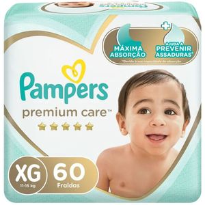 Fralda Descartável Pampers Premium Care Hiper Tamanho XG Pacote com 60 Unidades