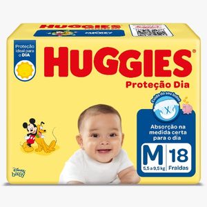 Fralda Huggies Jumbinho  Proteção Dia M Pacote com 18 Unidades
